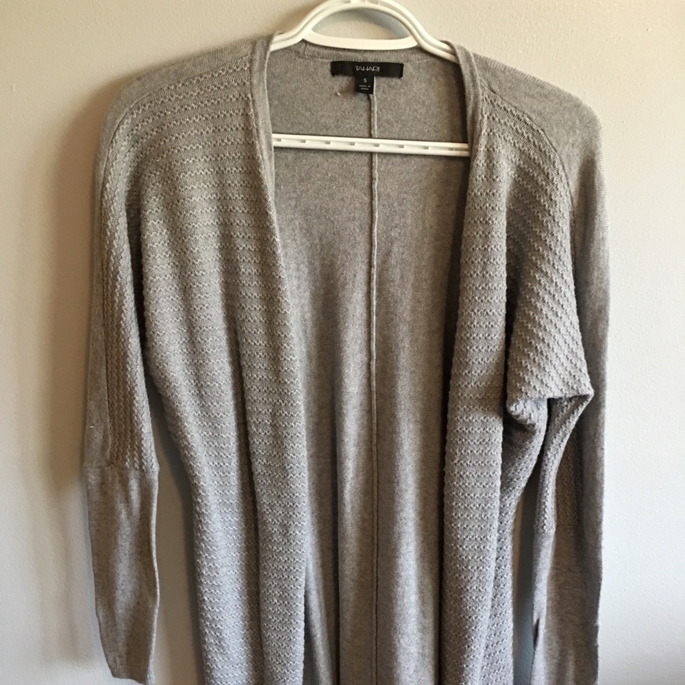 Tahari women’s open wrap sweater gray